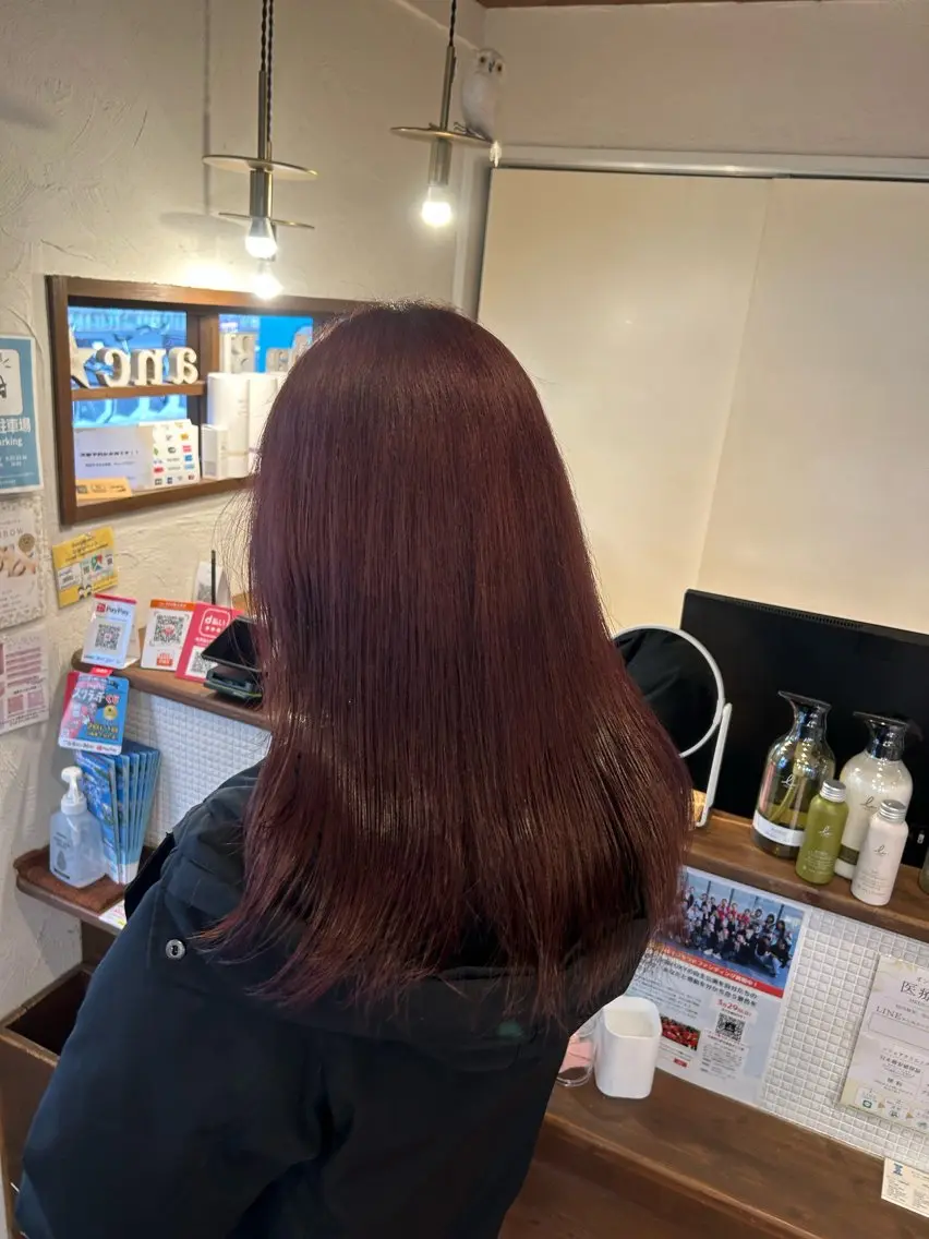ロング カラー ブリーチ ピンクカラー レッドカラー 徳永　髪質改善 カラー🪄💫のヘアスタイル
