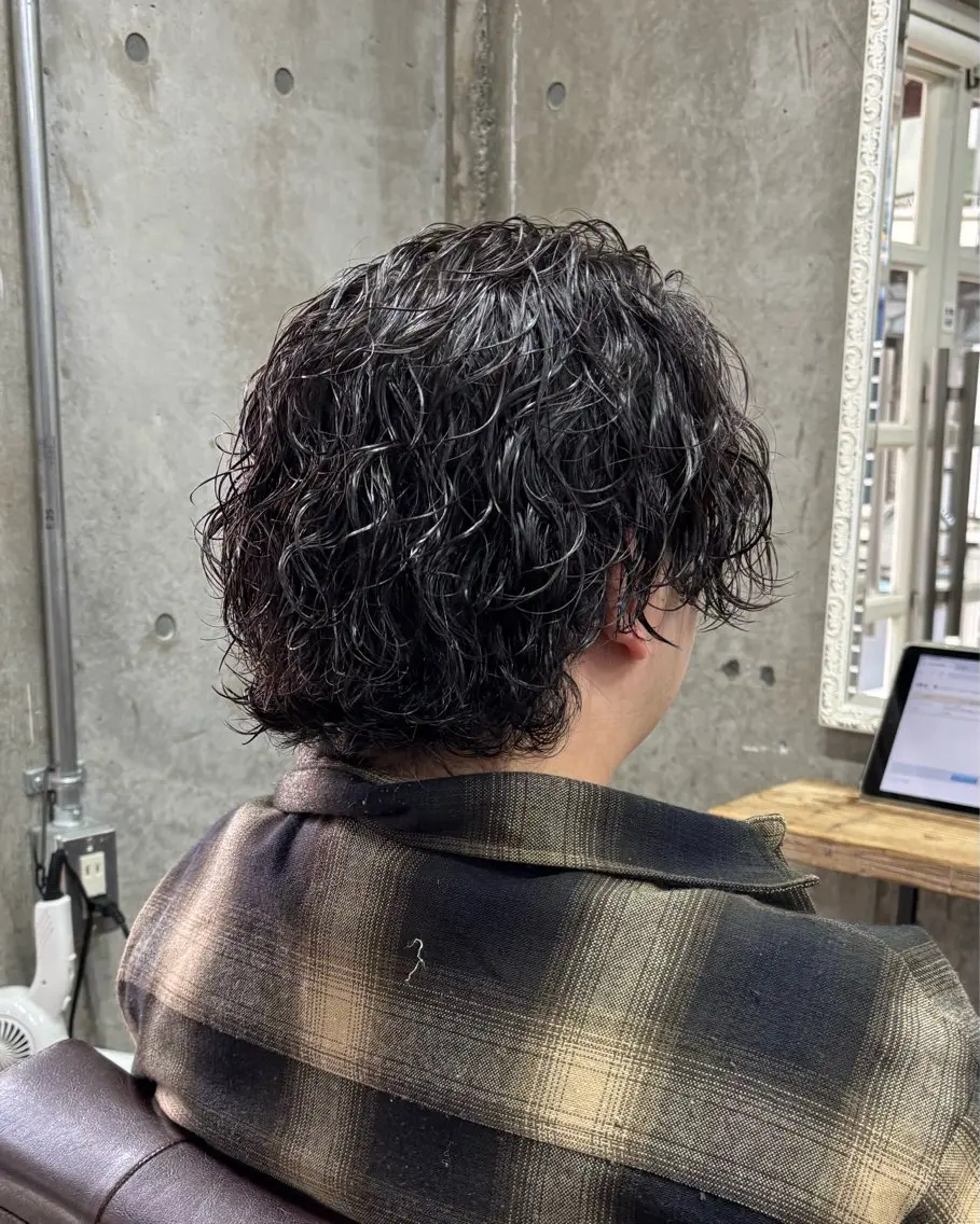 ミディアム パーマ メンズ ミディアムパーマ メンズパーマ 波巻きパーマ メンズパーマ /マッシュ/ヨシダのヘアスタイル