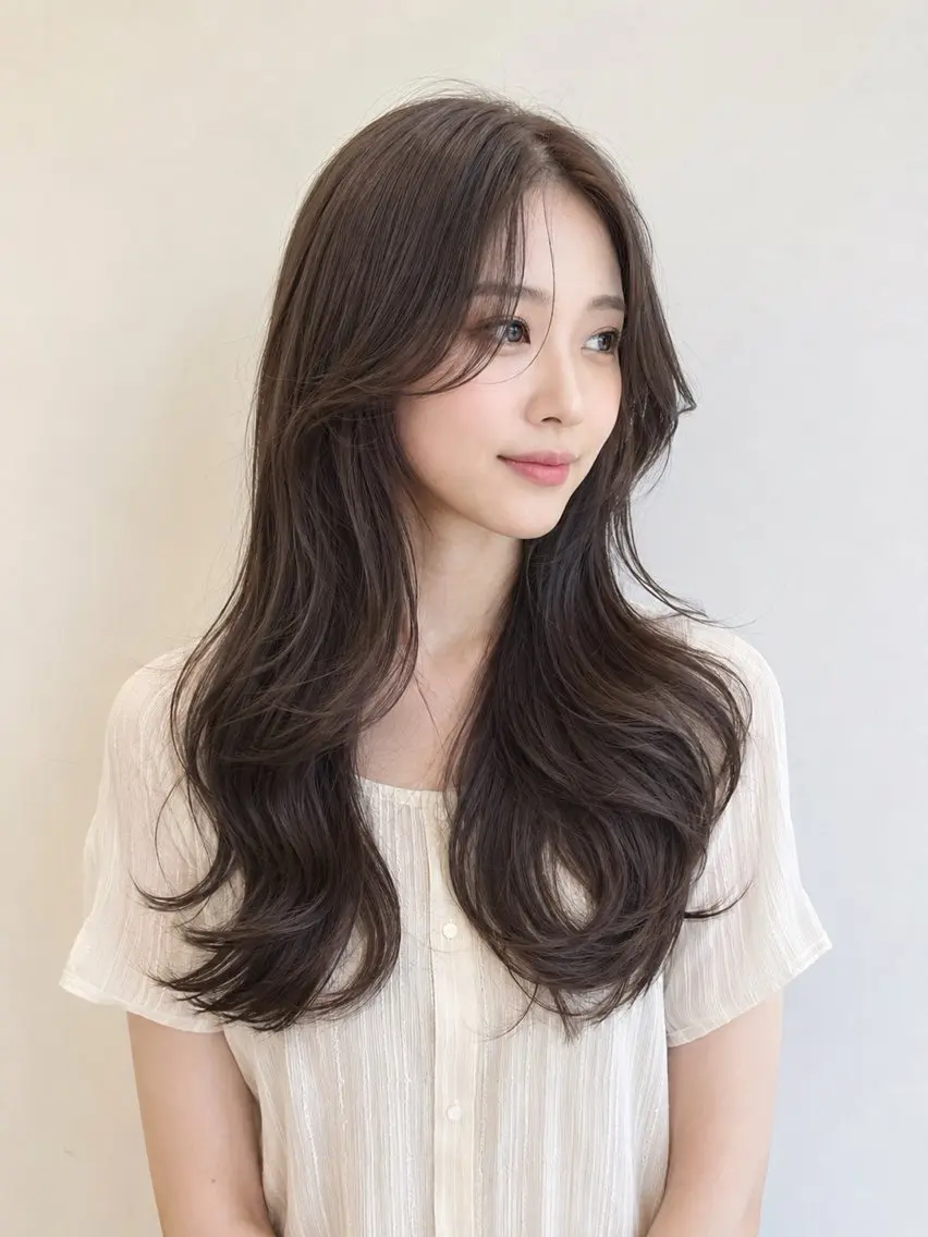 ロング カラー ベージュカラー ブリーチ ダブルカラー ヘーゼル ブリーチなしカラー カット ヘアカラー トリートメント ブリーチなしWカラー 🎀韓国ヘア/amiのヘアスタイル