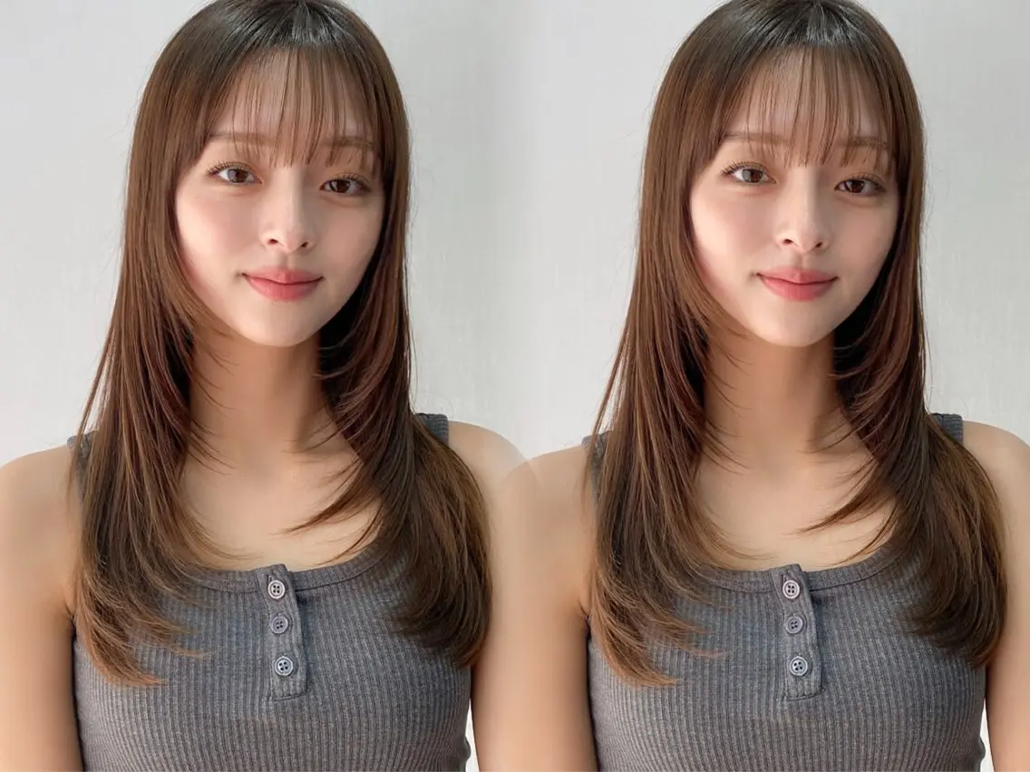 セミロング カラー レイヤーカット カット ヘアカラー トリートメント レイヤー×縮毛矯正✨ 髪質改善/佐藤侑哉のヘアスタイル