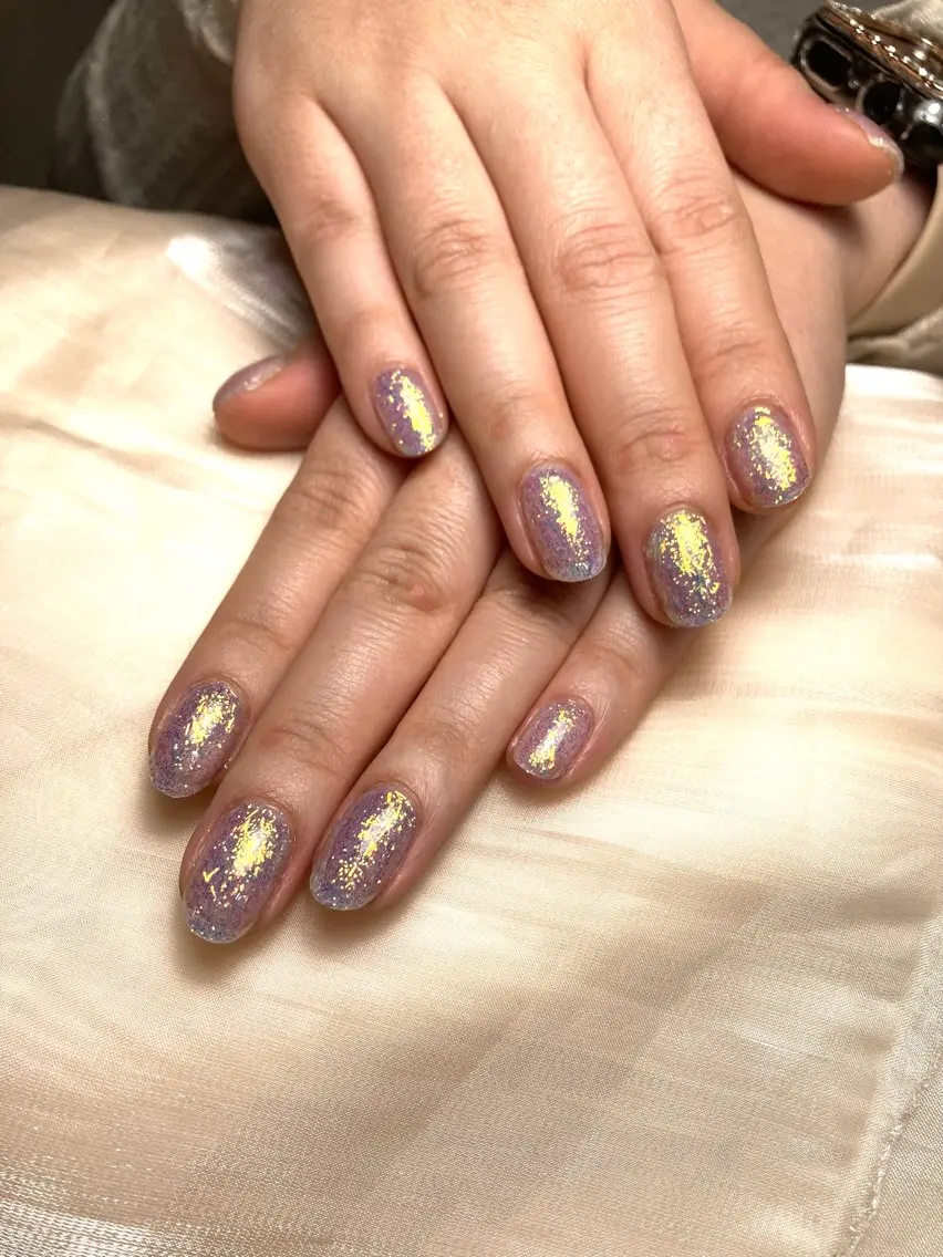ネイル ブルー ラメ(グリッター) ワンカラーネイル ハンドネイル PLAIN nail KAZUKIのネイルデザイン