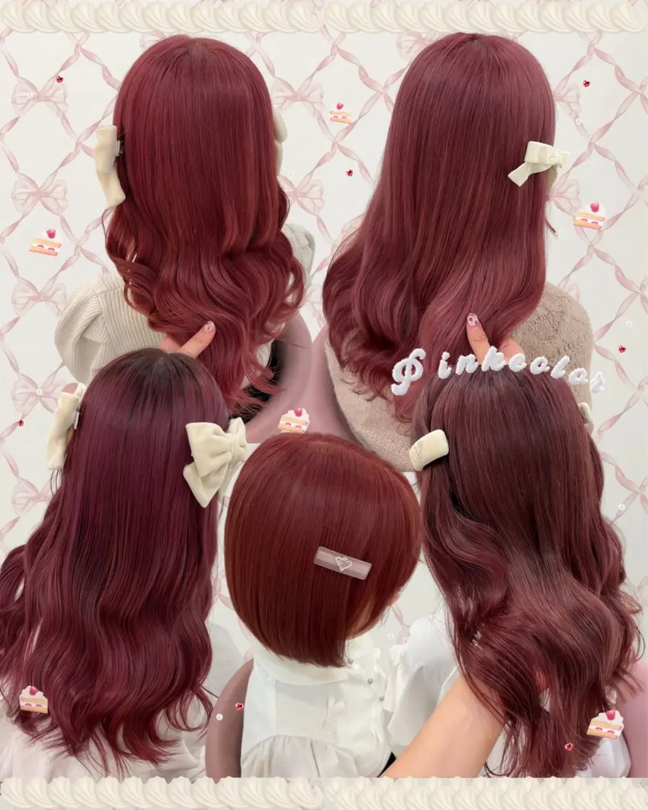 ロング カラー ピンクカラー カット ヘアカラー トリートメント 艶暗髪 ピンクカラー 似合わせカット 栄のヘアスタイル