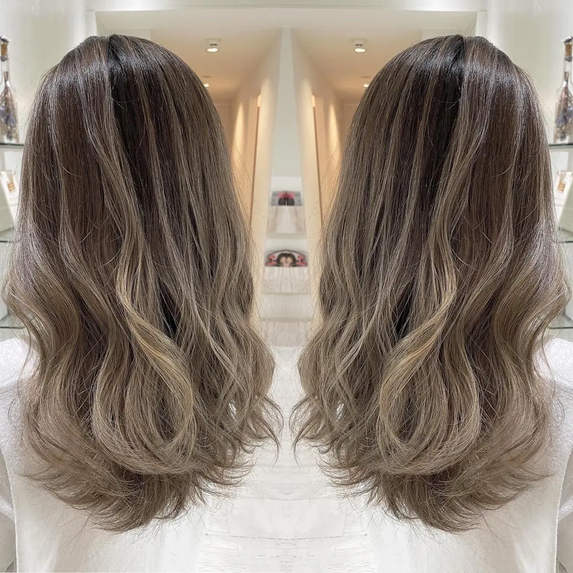 セミロング カラー アッシュ バレイヤージュ ベージュカラー 外国人風カラー レイヤーカット ヘアカラー トリートメント 河合秀明/ショート /ボブ/レイヤーのヘアスタイル