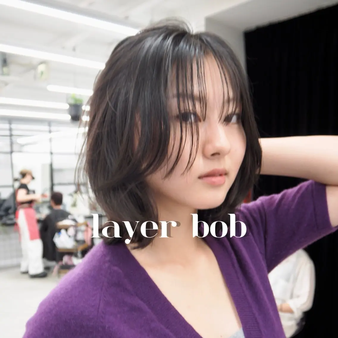 ミディアム 切りっぱなしボブ ボブレイヤー ボブ くびれヘア 韓国風ヘア yuki/矢場町/ JILLSTUDIOのヘアスタイル