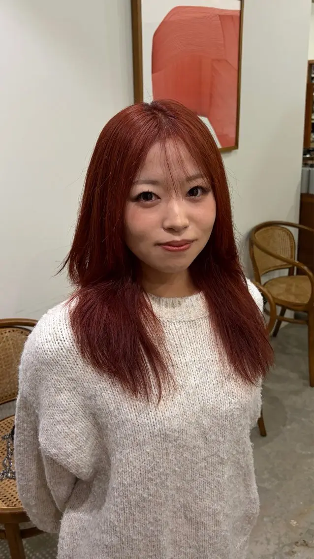 カラー オレンジ レッドカラー ヘアカラー honoka uemuraのヘアスタイル