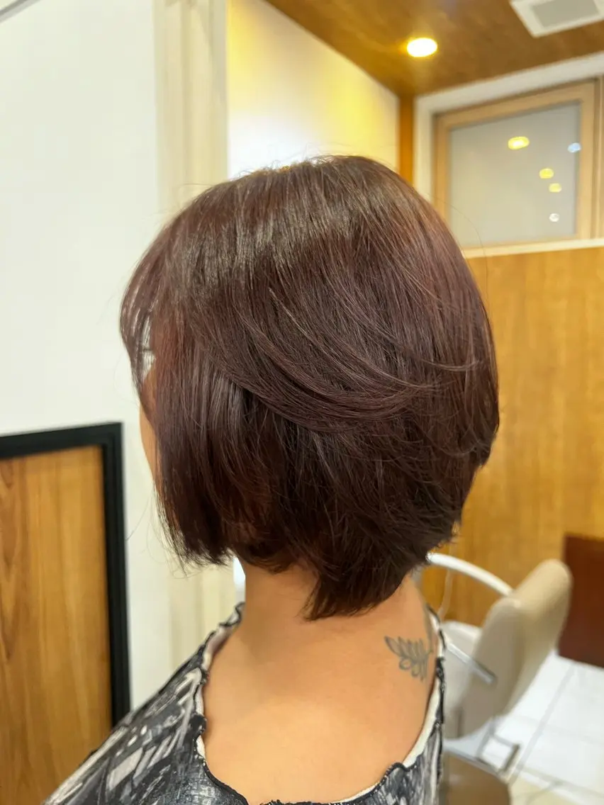 ミディアム カラー メッシュ ヘアカラー コバヤシ ユメのヘアスタイル