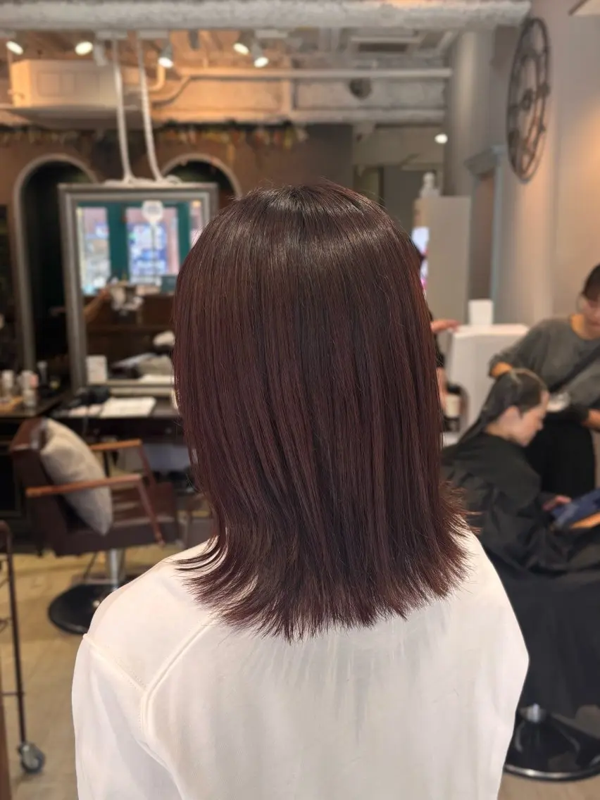 ミディアム カラー カット ヘアカラー 🌱なゆみ🌱透明感 /ナチュラル/高宮のヘアスタイル