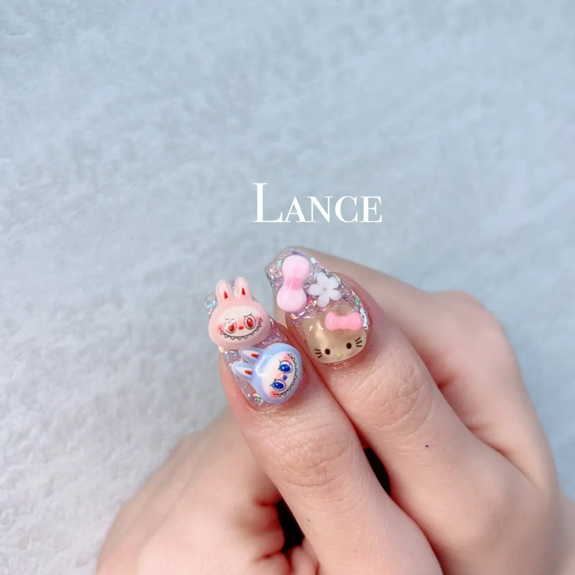 ネイル オーロラネイル ブルー フットネイル 氷ネイル・うるうるネイル キラキラネイル ハンドネイル Lance nailのネイルデザイン