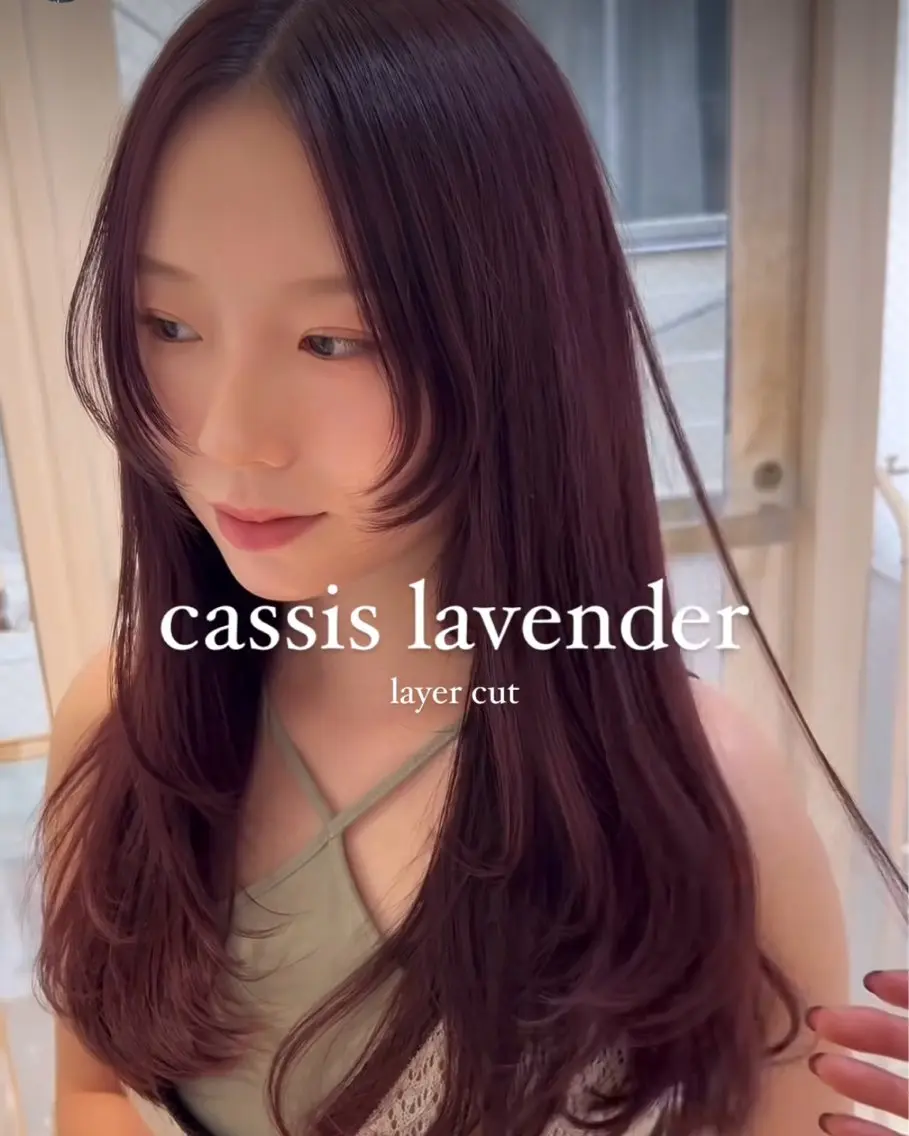 ロング カラー ヘアアレンジ カシス ピンクカラー レイヤーカット 《暖色/韓国hair 》🇰🇷桑原ユキネのヘアスタイル