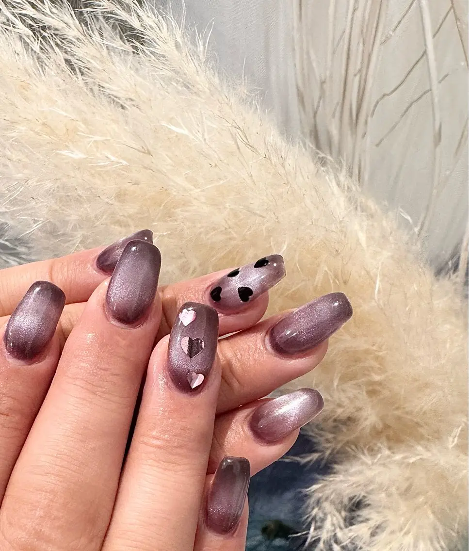 ネイル 長さ出し ジェルネイル ハート マグネットネイル メンズネイル ハンドネイル MIMnail メンズネイリストのネイルデザイン