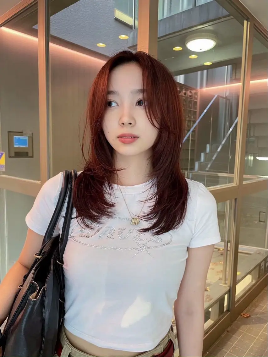 ミディアム カラー ヘアカラー 辻岡 悠稀のヘアスタイル