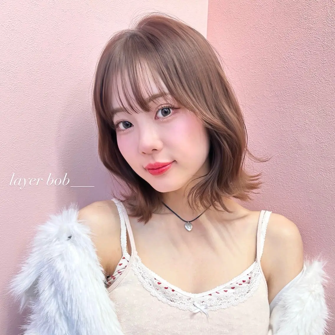ミディアム カラー ボブレイヤー ボブ くびれヘア レイヤーカット 🐰🎀艶髪特化 yuzuka🎀🐰のヘアスタイル