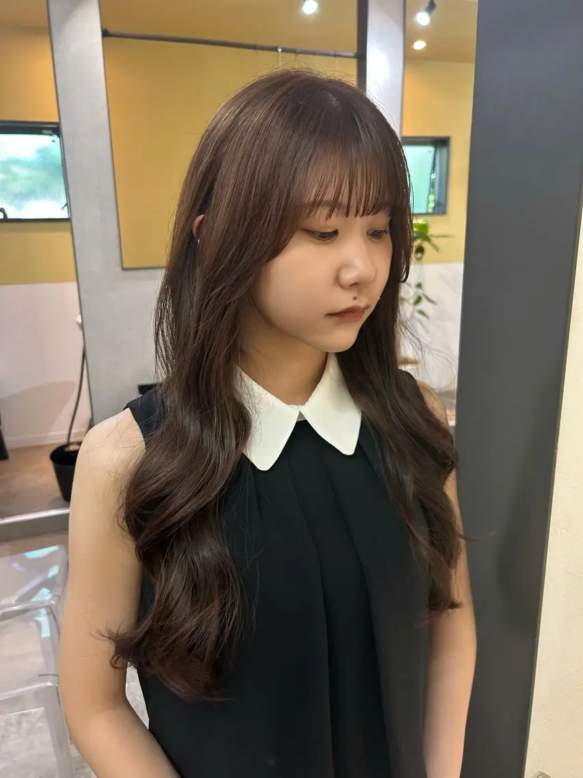 ロング カラー ベージュカラー ブリーチ ブラウンカラー ブラウンベージュ ブリーチなしカラー カット ヘアカラー トリートメント hubhair レイヤー/透明感のヘアスタイル