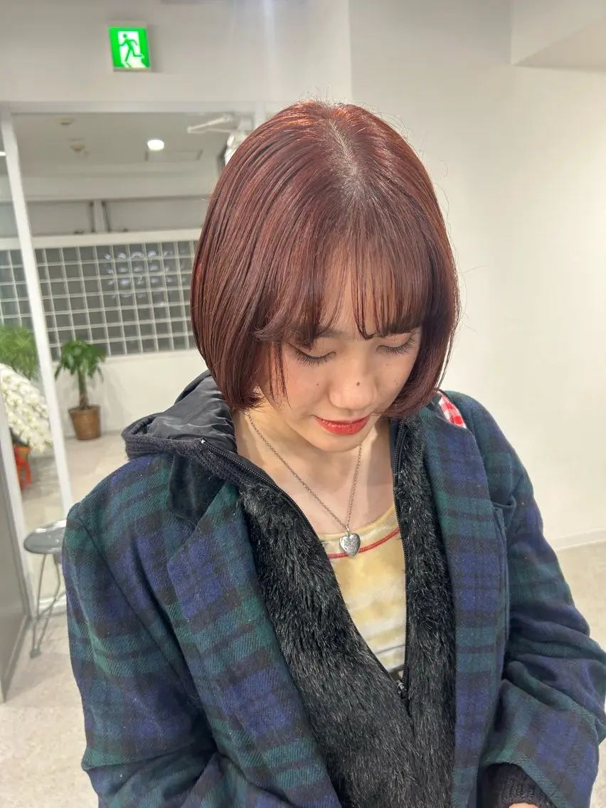 ショート カラー ボブ 愛結 暖色カラー🎀🩰のヘアスタイル