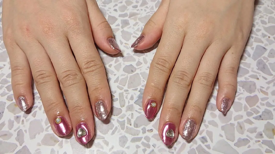 ネイル ミラーネイル ピンク JEWEL nailのネイルデザイン