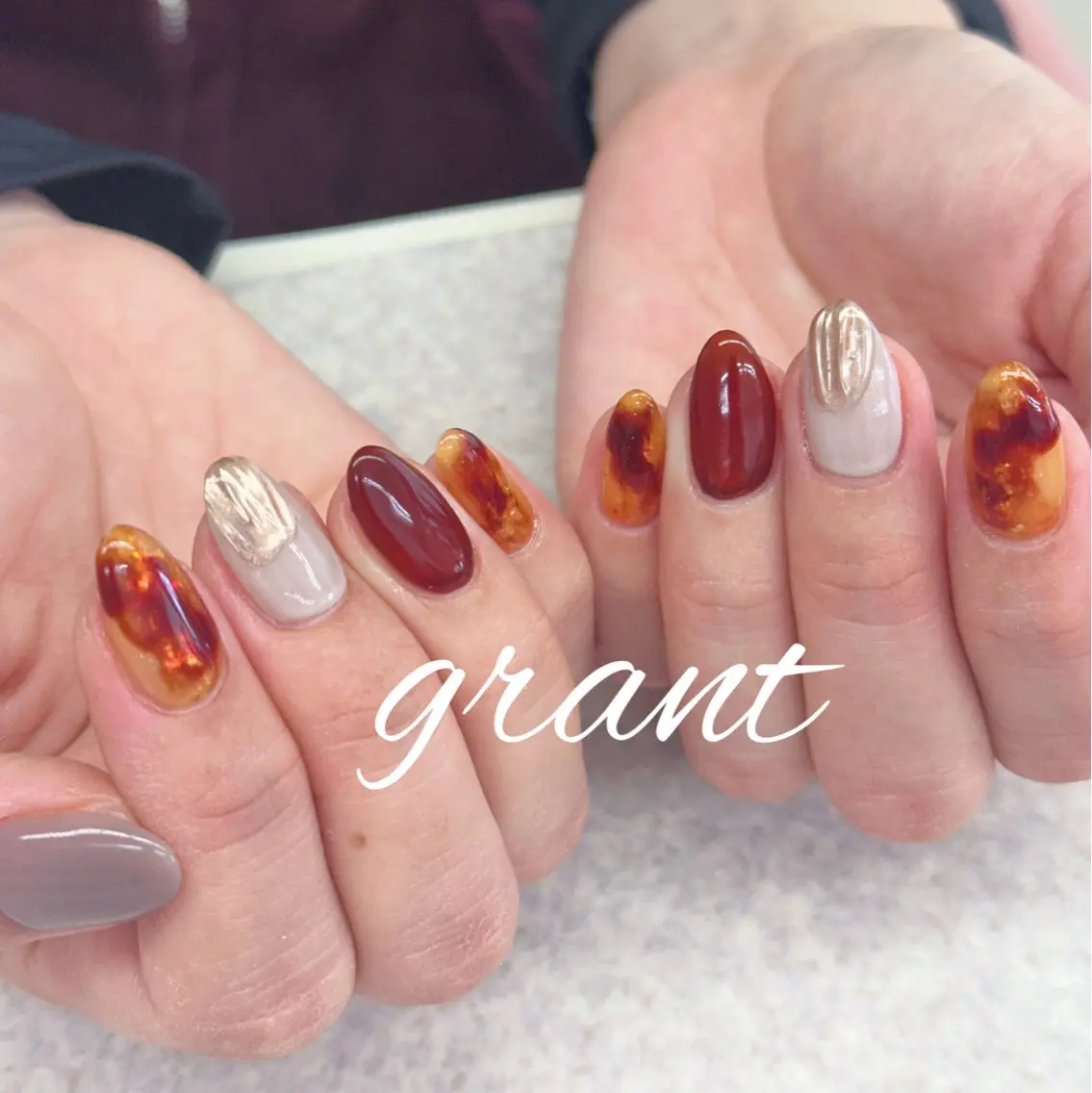 ネイル べっ甲ネイル 冬ネイル ハンドネイル nailsalon grantのネイルデザイン