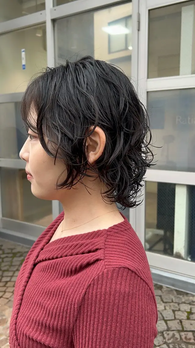 ミディアム ミディアムパーマ ボブ コテ巻き風パーマ SHONOのヘアスタイル
