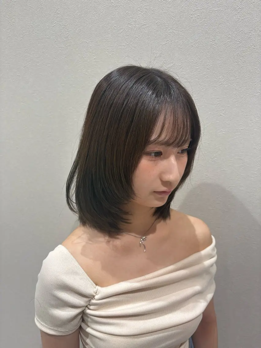ミディアム カラー カット ヘアカラー トリートメント 暖色カラー/ブリーチ /ボブ/本間陽南のヘアスタイル