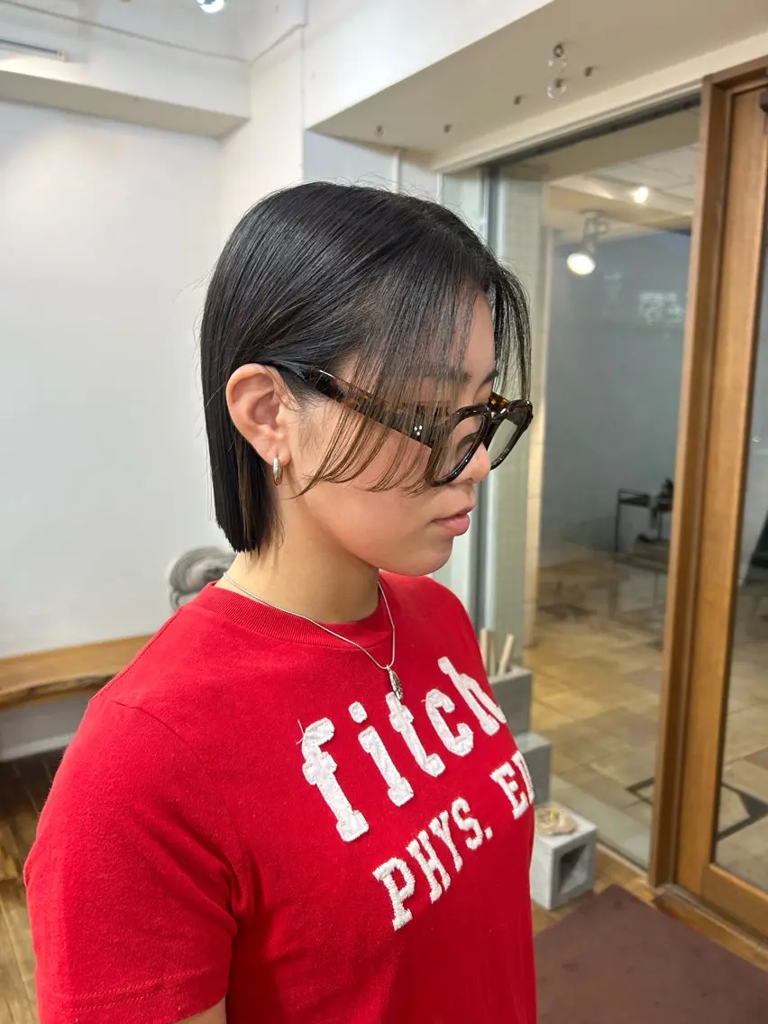 ショート 切りっぱなしボブ ボブ 大阪デザインカラー/ ショートカットのヘアスタイル