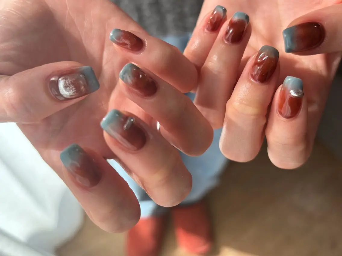 ネイル オーロラネイル フットネイル フレンチネイル ジェルネイル 韓国ネイル ハンドネイル kiki nail &brow二子玉川のネイルデザイン