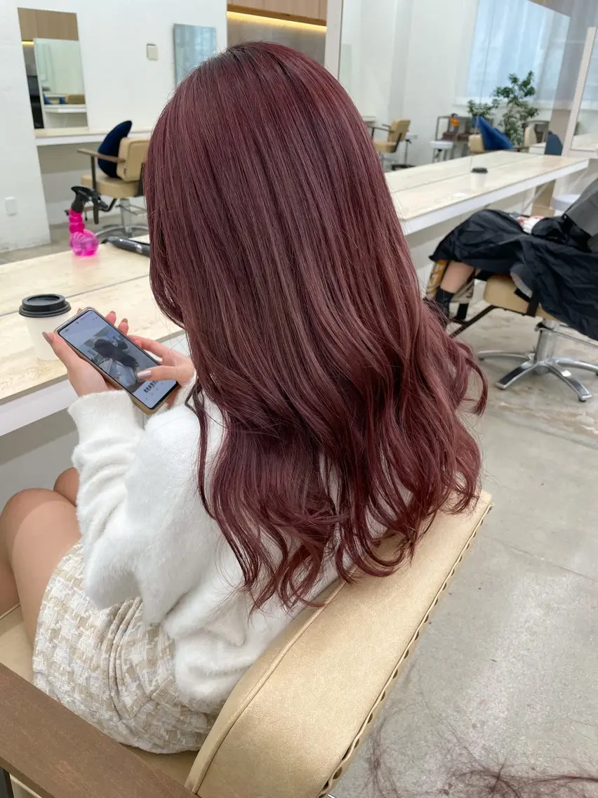ロング カラー ブラウンカラー ピンクカラー ピンクブラウン ヘアカラー ハイトーン/レイヤー /ケアブリーチ石川治のヘアスタイル