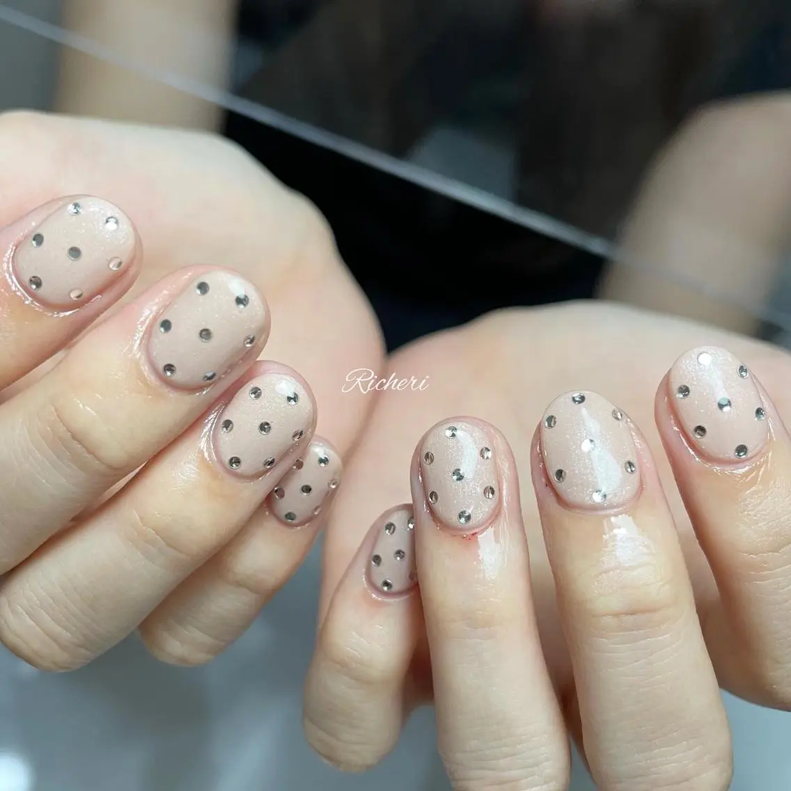 ミディアム ネイル 韓国風ヘア アートネイル フラワーネイル フレンチネイル ジェルネイル richeri beautyのその他イメージ