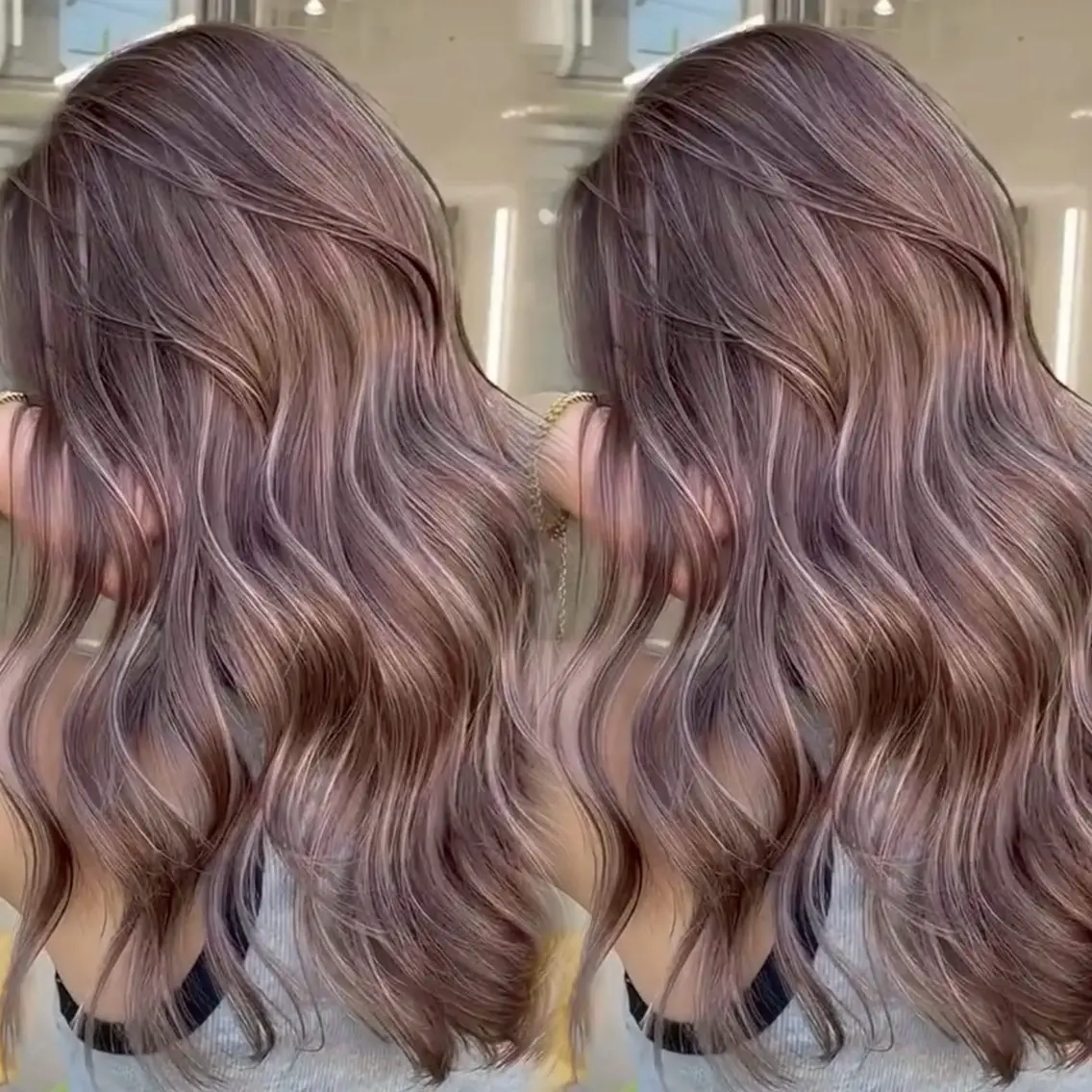 ロング カラー ハイライトカラー ハイライト カット ヘアカラー トリートメント 表参道/ハイライト バレイヤージュのヘアスタイル