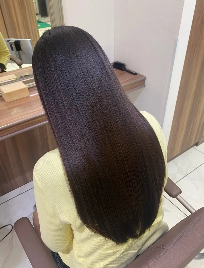 ロング 縮毛矯正 Ash桜新町 きあらのヘアスタイル