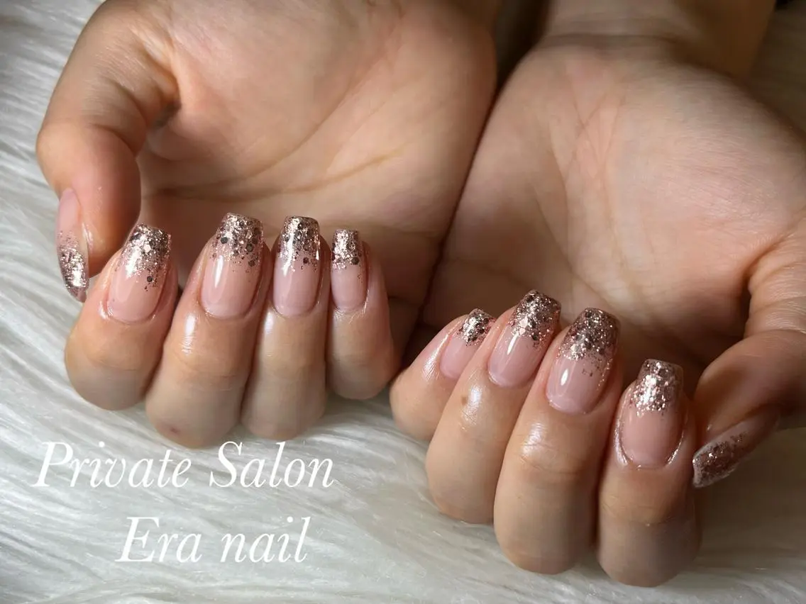 ネイル グラデーション ラメ(グリッター) ラメグラデーション ハンドネイル Era nailのネイルデザイン