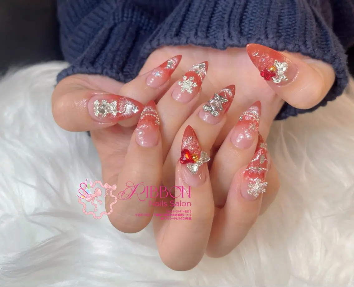 ネイル チークネイル フットネイル フレンチネイル グラデーション 韓国ネイル ハンドネイル Ribbonnail salonのネイルデザイン