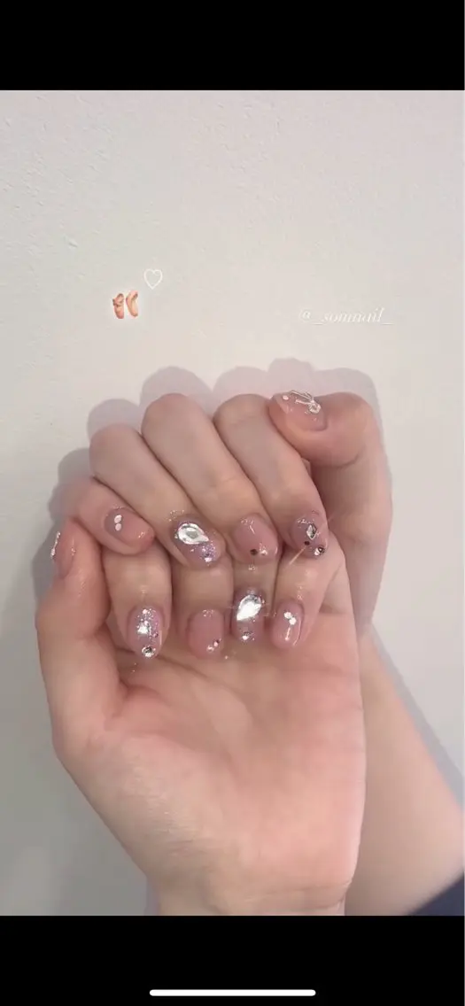 ネイル ジェルネイル キラキラネイル 韓国ネイル ストーンネイル SOM NAILのネイルデザイン