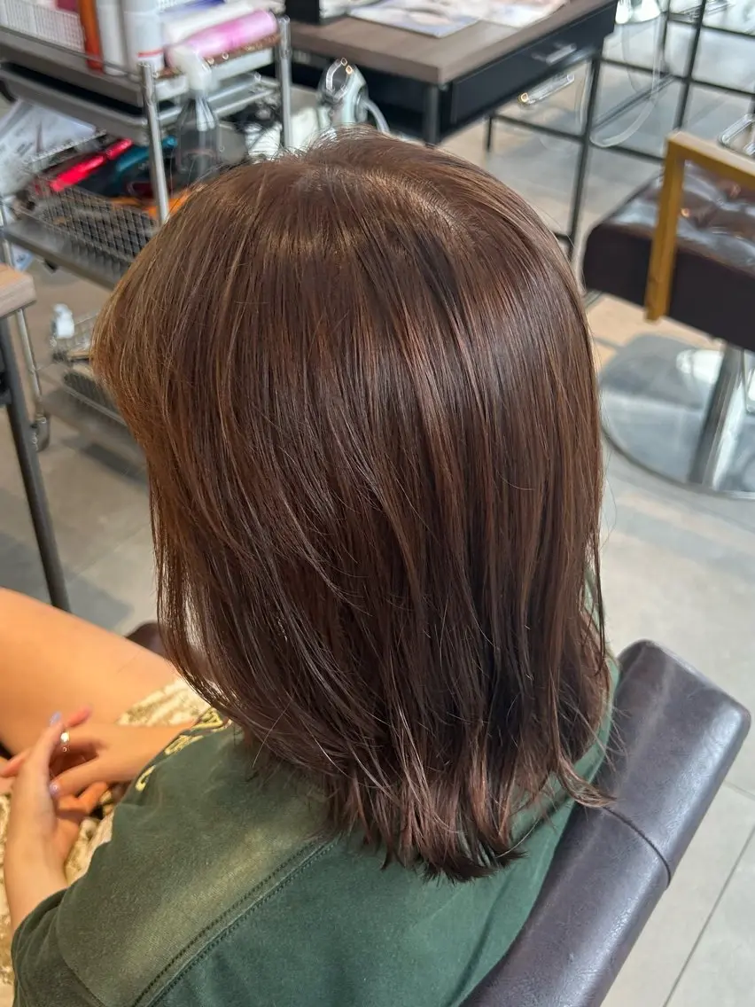 ミディアム カラー ブリーチ ブラウンカラー ブリーチなしカラー ヘアカラー リブ🍀 /モデル様募集中のヘアスタイル
