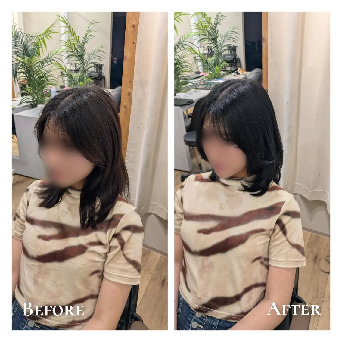 カラー ミディアム 黒髪 ブルーカラー ブルーブラック レイヤーカット カット ヘアカラー トリートメント 有馬 葵のヘアスタイル