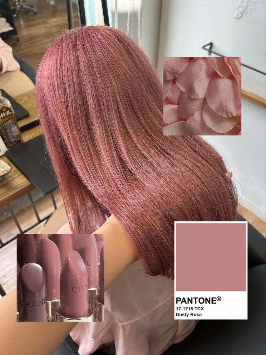セミロング カラー ベージュカラー ブリーチ ケアブリーチ 透明感カラー ピンクカラー カット ヘアカラー トリートメント 藤間 帆乃夏（とうまほのかのヘアスタイル