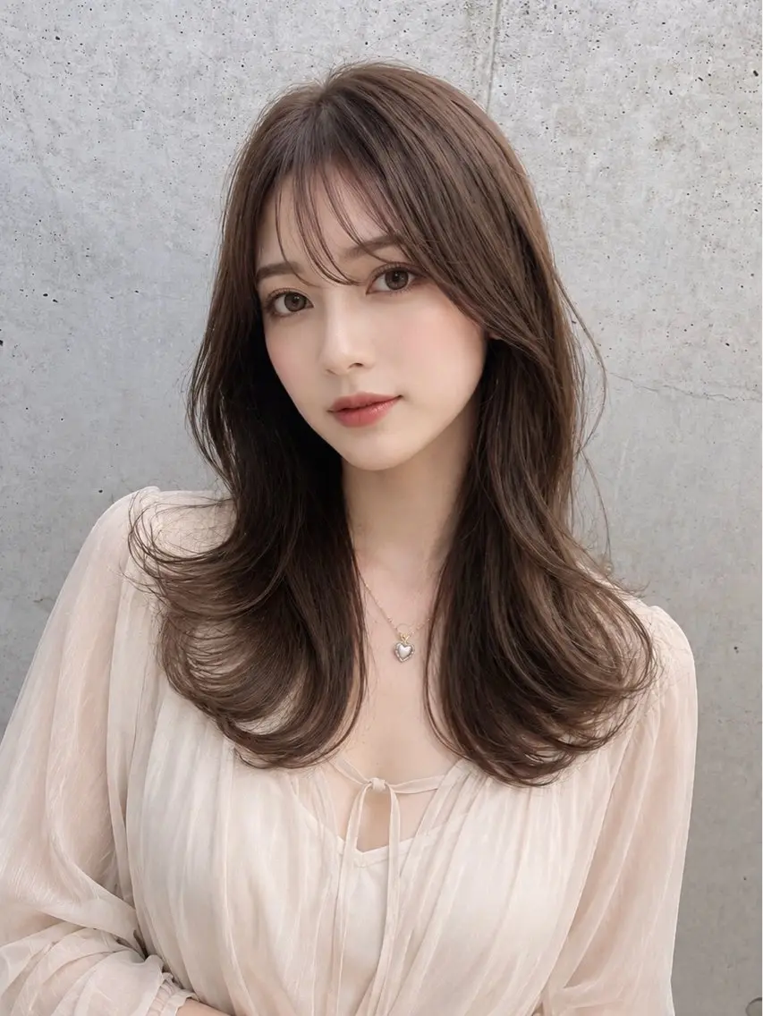 セミロング カラー 髪質改善 似合わせカット 縮毛矯正 トリートメント カット ヘアカラー 縮毛矯正 トリートメント 髪質改善 縮毛矯正/ レイヤー/銀座/本木のヘアスタイル