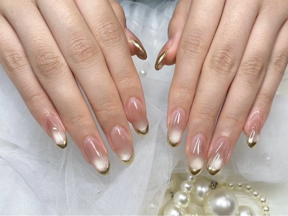 ネイル フレンチネイル ミラーネイル ハンドネイル my nail plus 野江内代のネイルデザイン