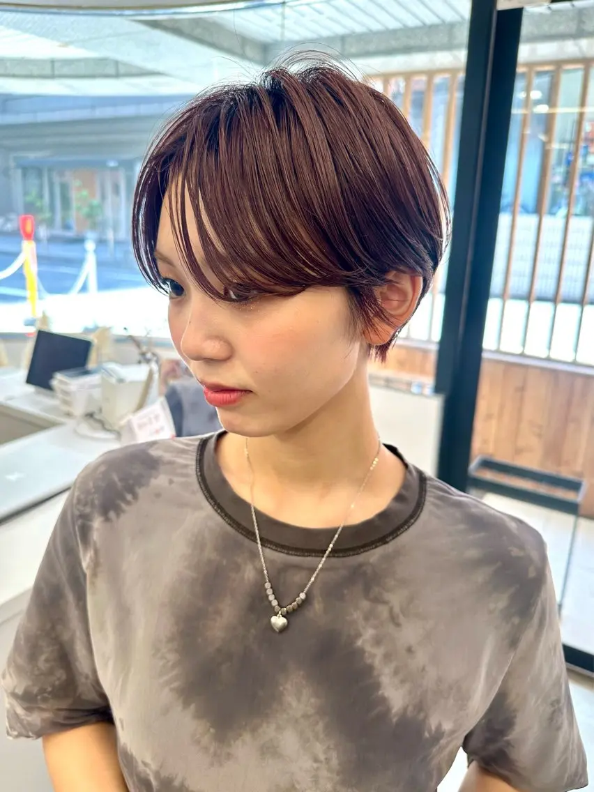 ショート カット ヘアカラー トリートメント 骨格診断で絶対可愛い ✨丸みショート✨凌弥のヘアスタイル