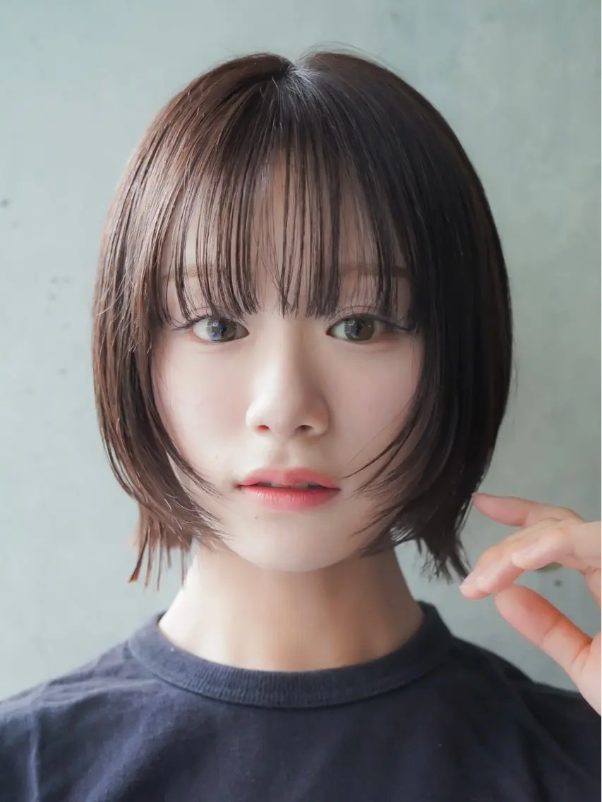 ショート 切りっぱなしボブ ボブ レイヤーカット カット ヘアカラー トリートメント ボブ/髪質改善 カラー/縮毛/高山のヘアスタイル