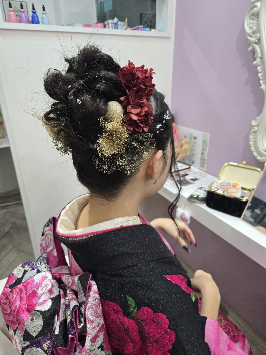 ロング ヘアアレンジ お団子ヘア ヘアセット ナカシマ  アユミのヘアスタイル