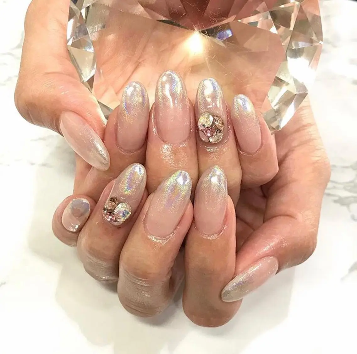 ネイル 渋谷／チップ長さ出し 👑アプレgel-xのネイルデザイン