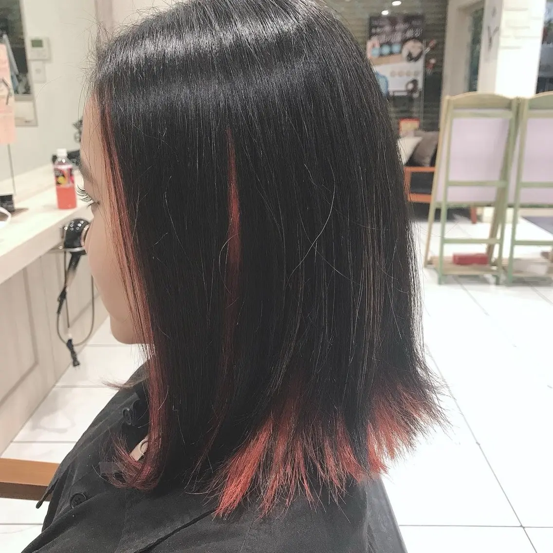 ミディアム カラー 切りっぱなしボブ レッドカラー ボブ 高杉 駿のヘアスタイル