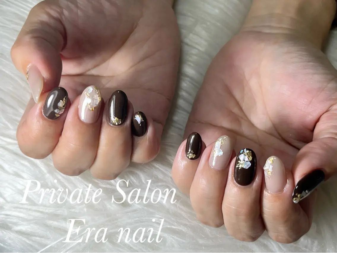 ネイル ブラウン ハンドネイル Era nailのネイルデザイン