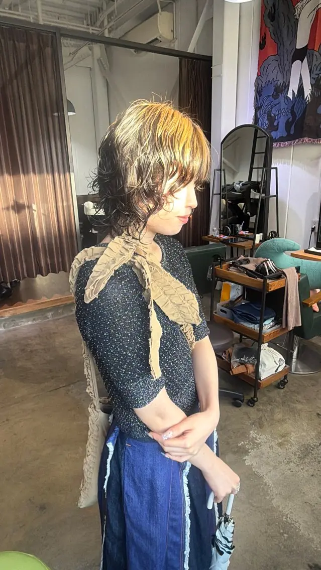 ミディアム ミディアムパーマ ウルフカット 天野 優美のヘアスタイル