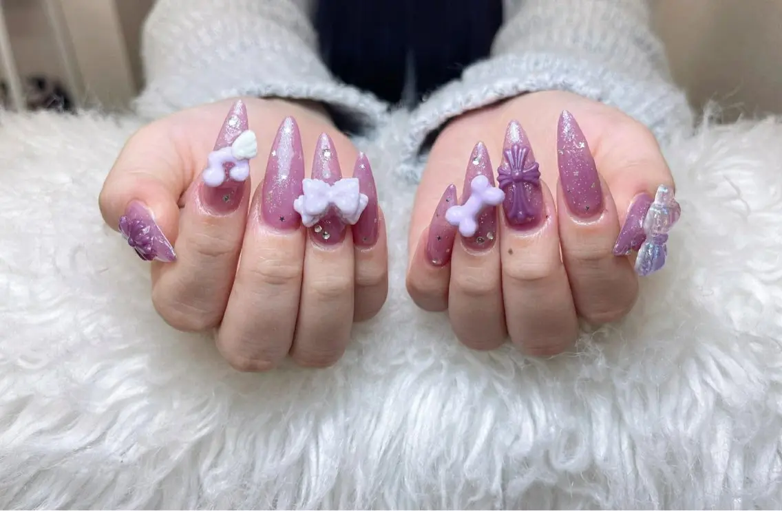 ネイル フレンチネイル ジェルネイル ガーリー 韓国ネイル ロングネイル ハンドネイル NieNail Nezukoのネイルデザイン