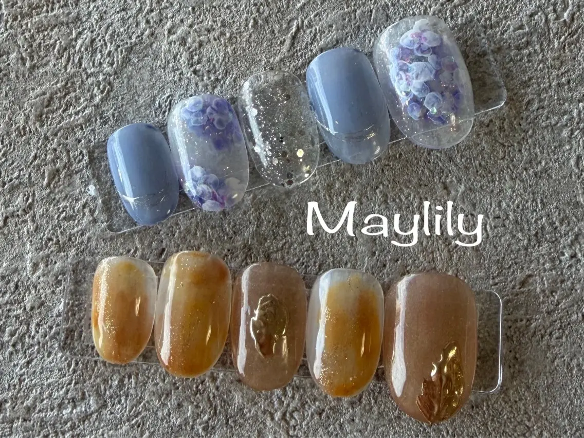 ネイル ニュアンスネイル オレンジ ハンドネイル Nail salon Maylilyのネイルデザイン