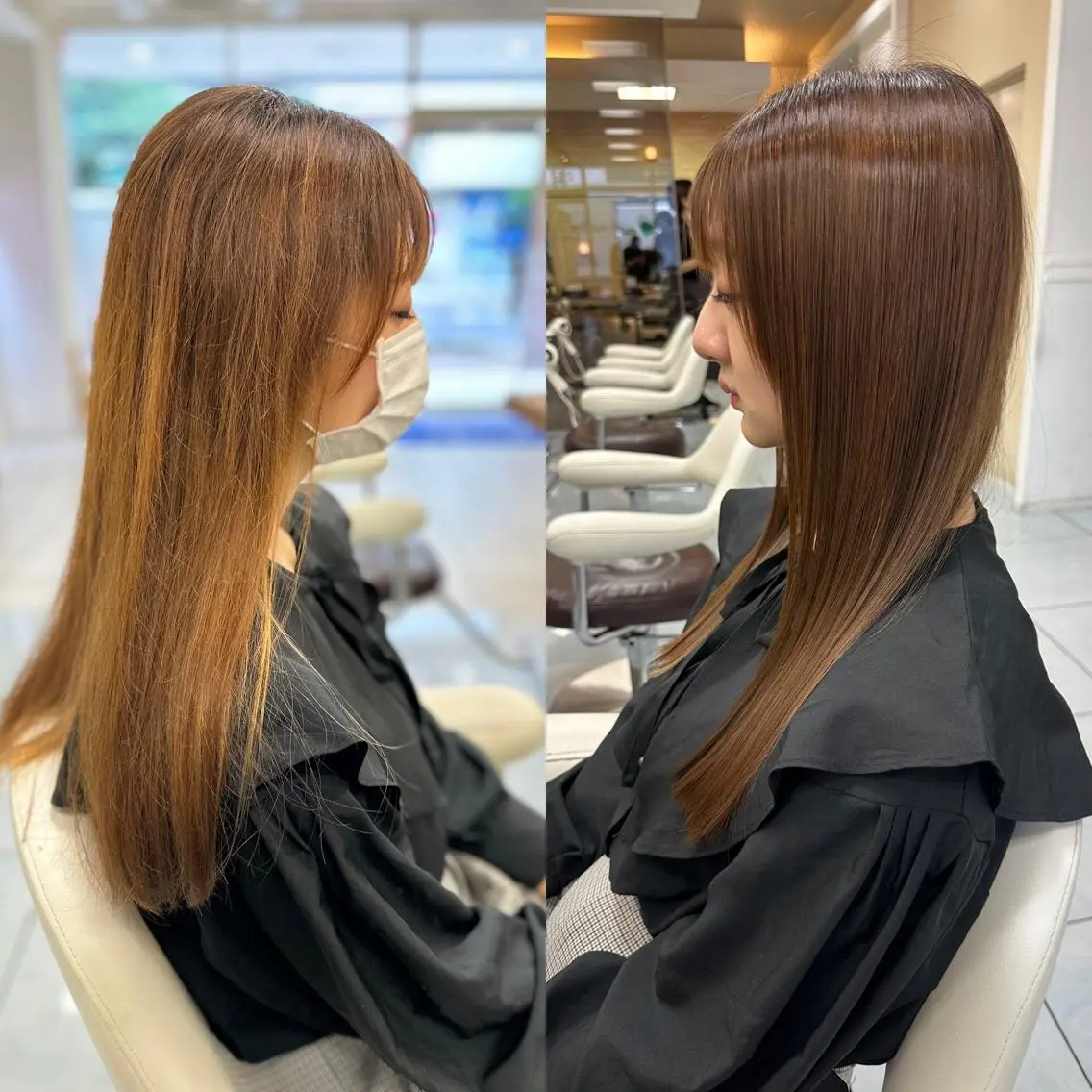 ロング カラー パーマ カット ヘアカラー 縮毛矯正 髪質改善/縮毛矯正 /レイヤーカット岡部のヘアスタイル