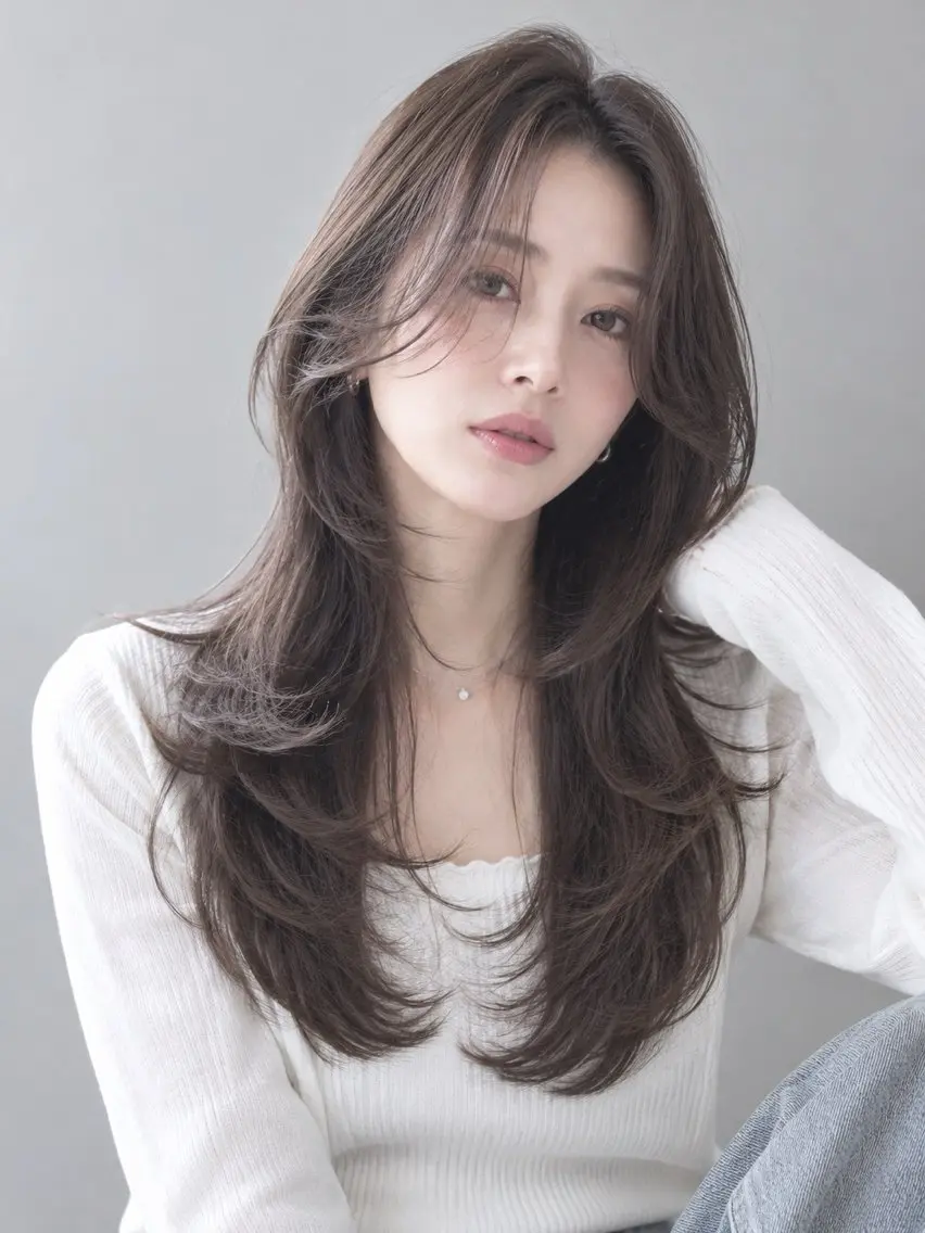ロング カラー ブラウンカラー ダークブラウン ハッシュカット ロング カット ヘアカラー トリートメント メテオカラー/ 縮毛矯正/高橋勇樹のヘアスタイル