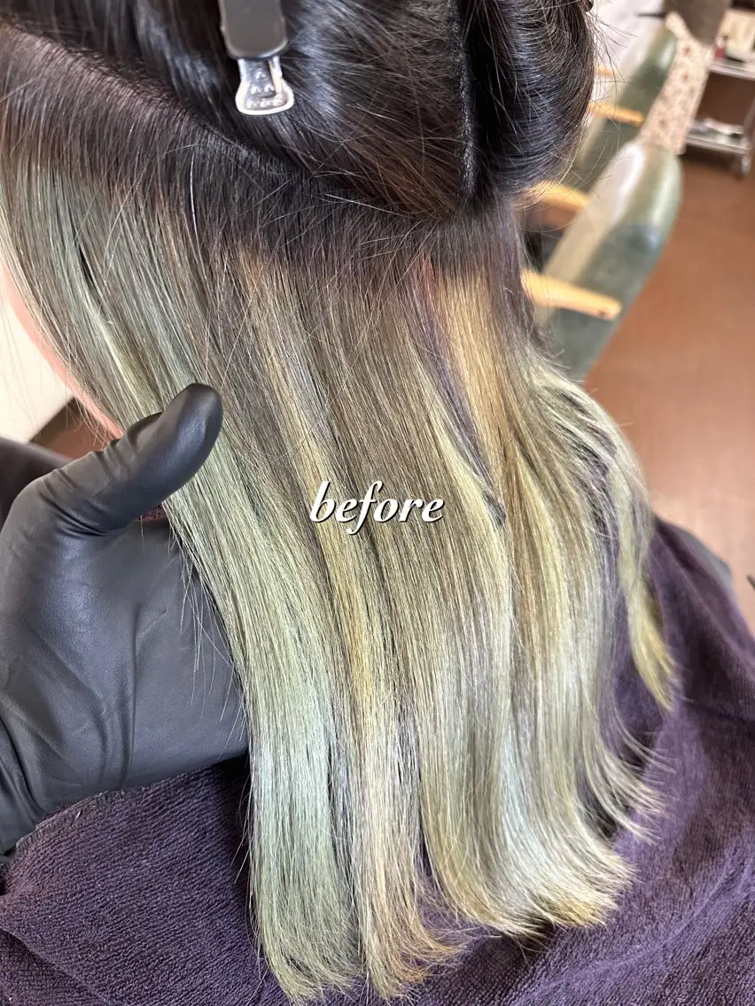 セミロング カラー ブリーチ ブルーカラー バイオレットカラー ヘアカラー 💜推しインナー カラー/菊池柊真💜のヘアスタイル