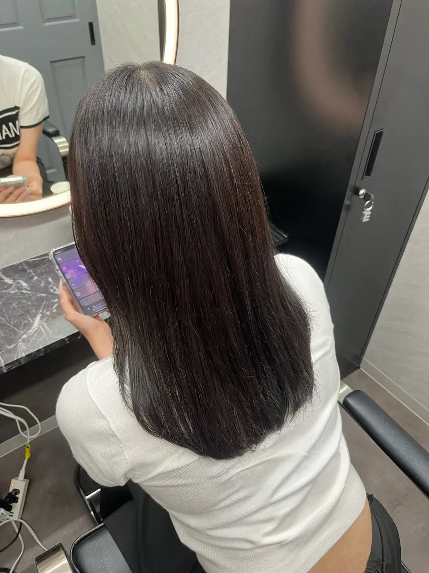 ミディアム 髪質改善 似合わせカット 縮毛矯正 カット 縮毛矯正 なんば/個室サロン タナカヒナ🌼のヘアスタイル