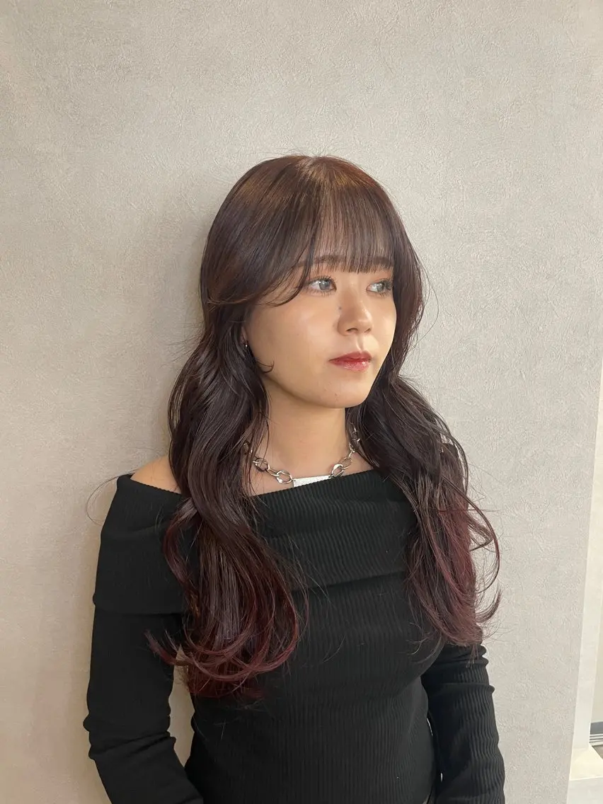 ロング 顔まわりレイヤー 顔周りカット レイヤーカット モテ髪美容師♡ ひなたのヘアスタイル
